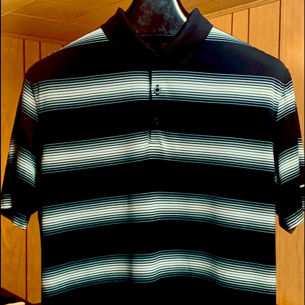 Men’s Nike Golf Tour Performance Polo Shirt Black White Striped Large